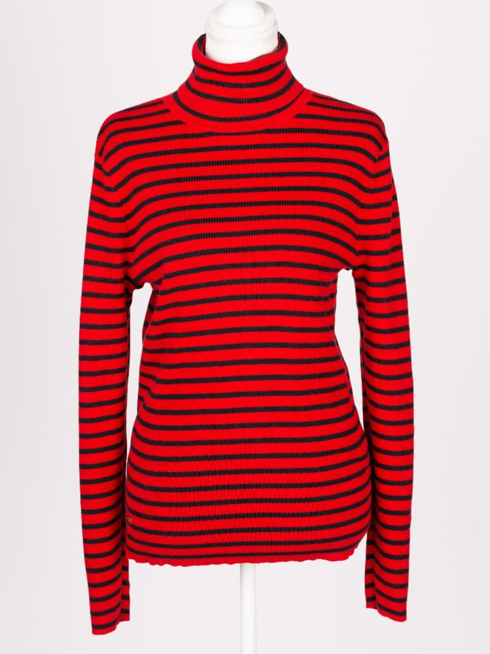Lauren Ralph Lauren Red Black Ribbed Turtleneck Sweater XL